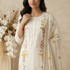 White Spring Bloom 3 Pcs Suit Set