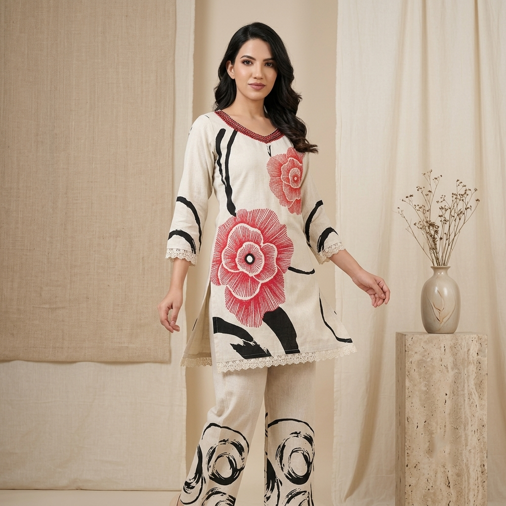 Rose Bloom Kurti Set