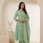 Mint Green Anarkali 3 Pcs Suit Set