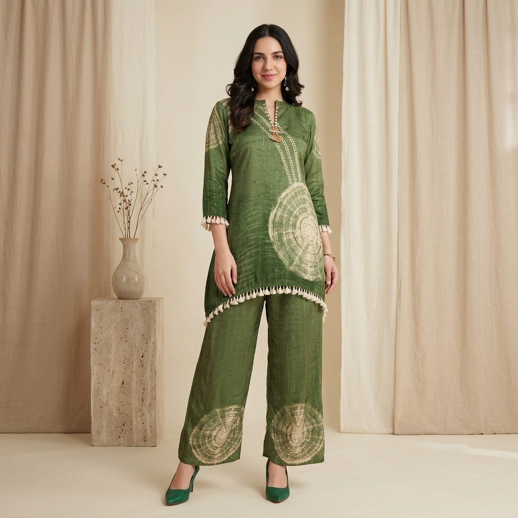 Green Tie-Dye Print Coord Set