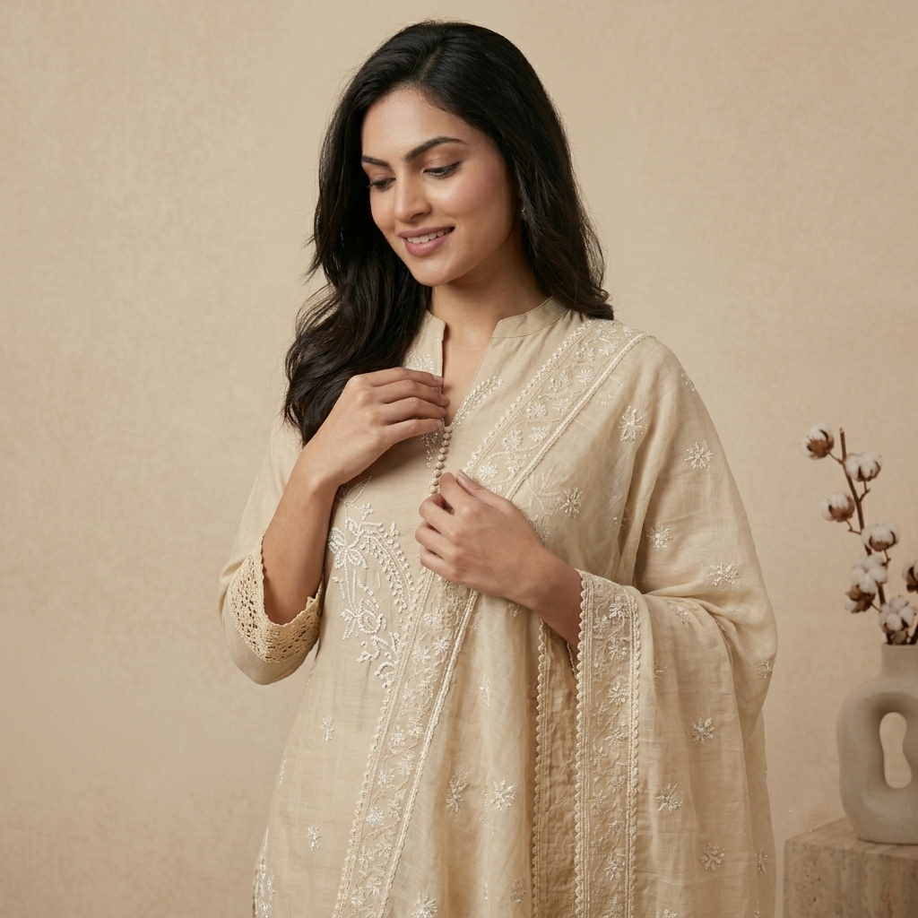 Sand Beige 3 Pcs Suit Set