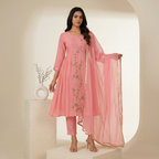 Pink Anarkali 3 Pcs Suit Set