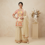 Ivory Ikat 3 Pcs Suit Set