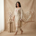 Ivory Pink Floral 3 Pcs Suit Set