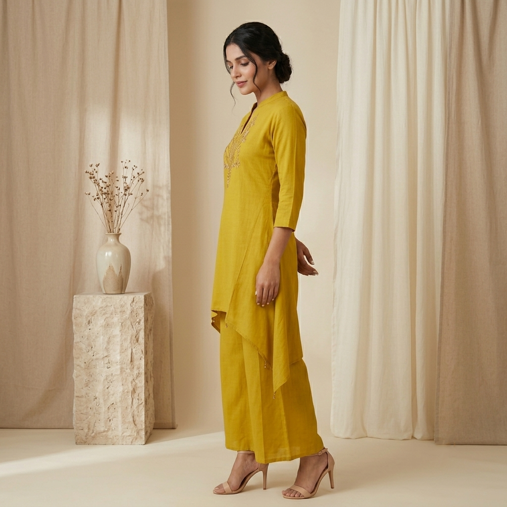 Mustard Embroidered Co-ord Set