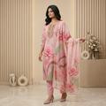 Pink Floral Print 3 Pcs Suit Set