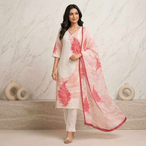 Floral Blush Pink 3 Pcs Suit Set