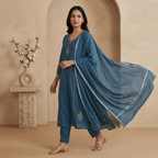 Royal Indigo 3 Pcs Suit Set