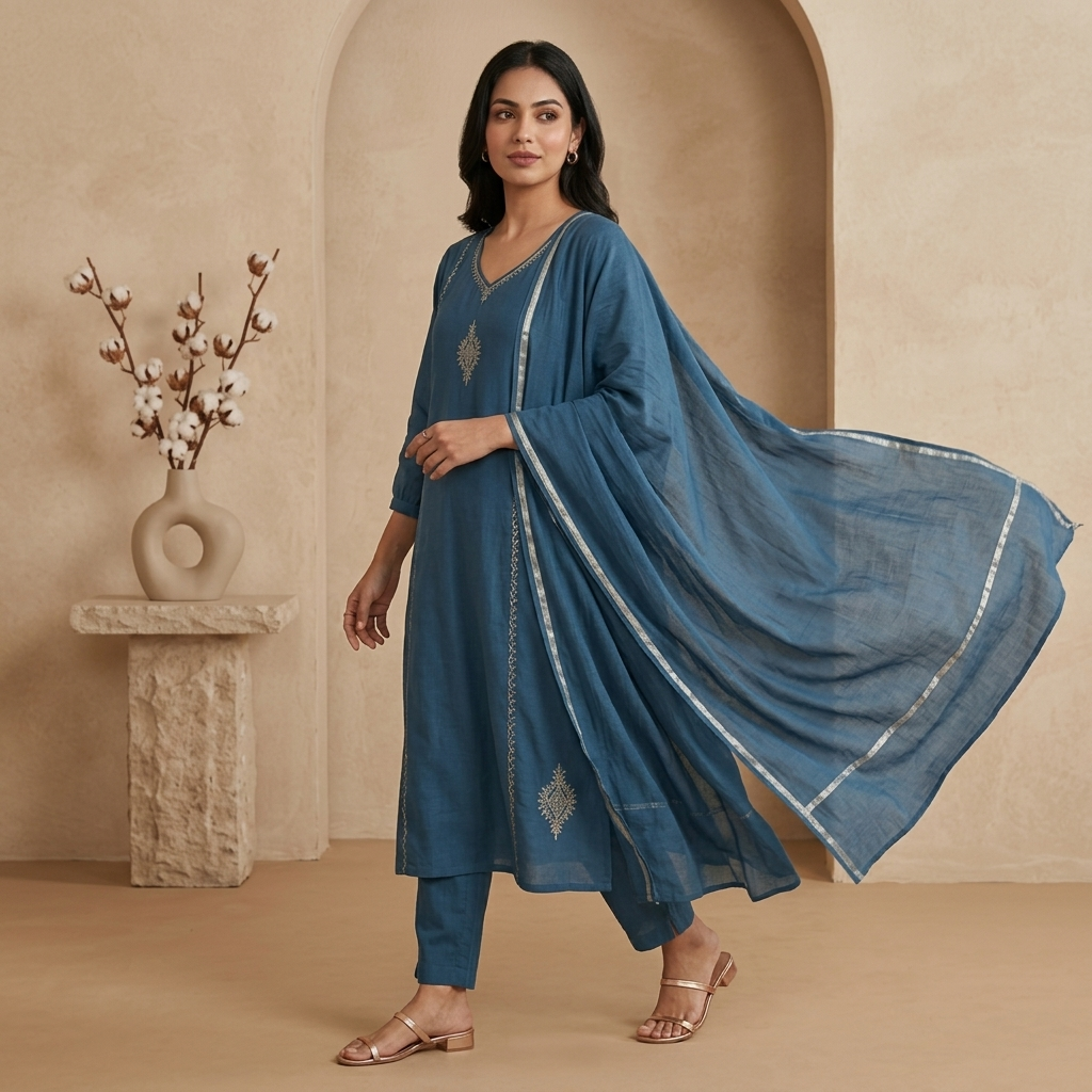 Royal Indigo 3 Pcs Suit Set
