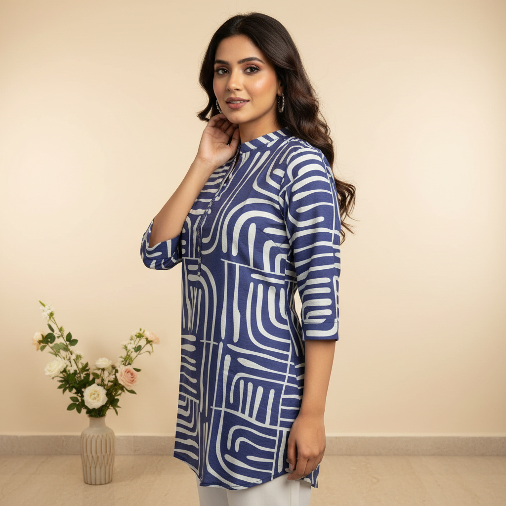 Abstract Print Blue Tunic
