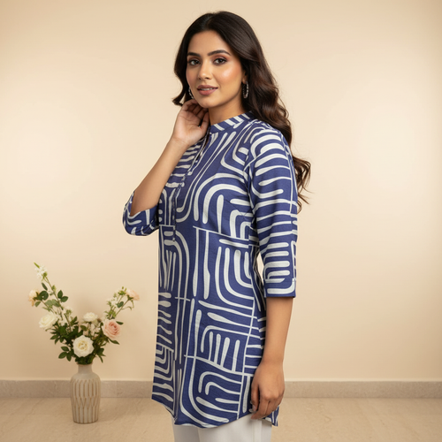 Abstract Print Blue Tunic