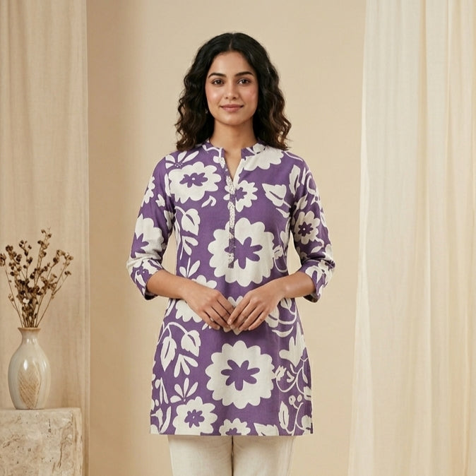 Floral Print Purple Tunic