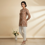 Abstract Print Brown Tunic
