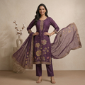 Plum Floral 3 Pcs Suit Set