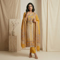 Golden Yellow Floral 3 Pcs Suit Set