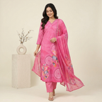 Floral Fuchsia 3 Pcs Suit Set