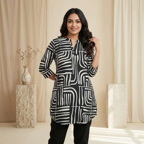 Abstract Print Black Tunic