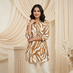 Zebra Muse Printed Brown Tunic