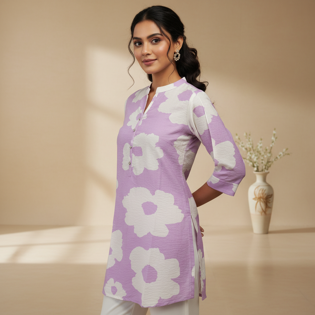 Blooming Purple Flower Tunic
