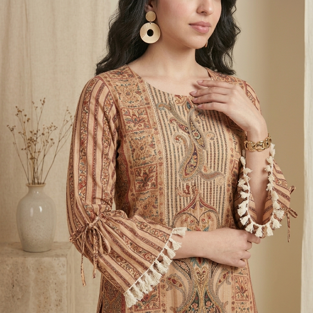 Cream Ethnic Print Co-ord Set