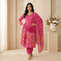 Pink Botanical Print 3 Pcs Suit Set