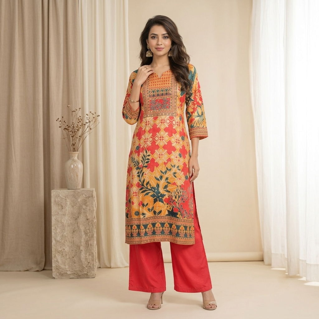 Multicolor Printed Kurta Set