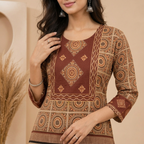 Rust Brown Ethnic Print Co-Ord Set
