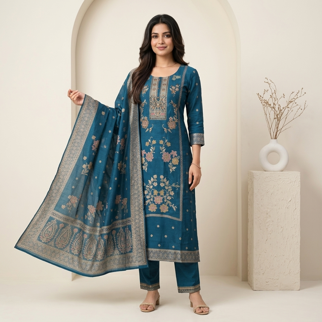 Sapphire Garden 3 Pcs Suit Set
