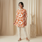 Floral Print Rust Orange Tunic