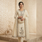 Ivory Embroidered 3 Pcs Suit Set