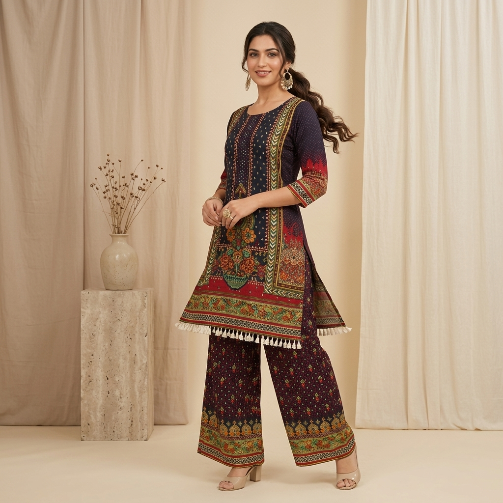 Bandhani Floral Print Kurta Set