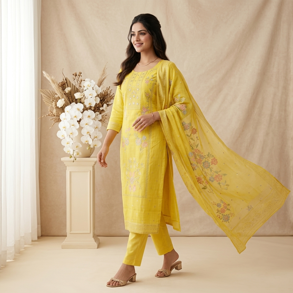 Radiant Yellow 3 Pcs Suit Set