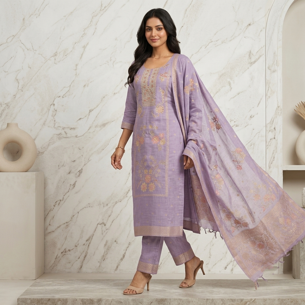 Lavender Blossom 3 Pcs Suit Set