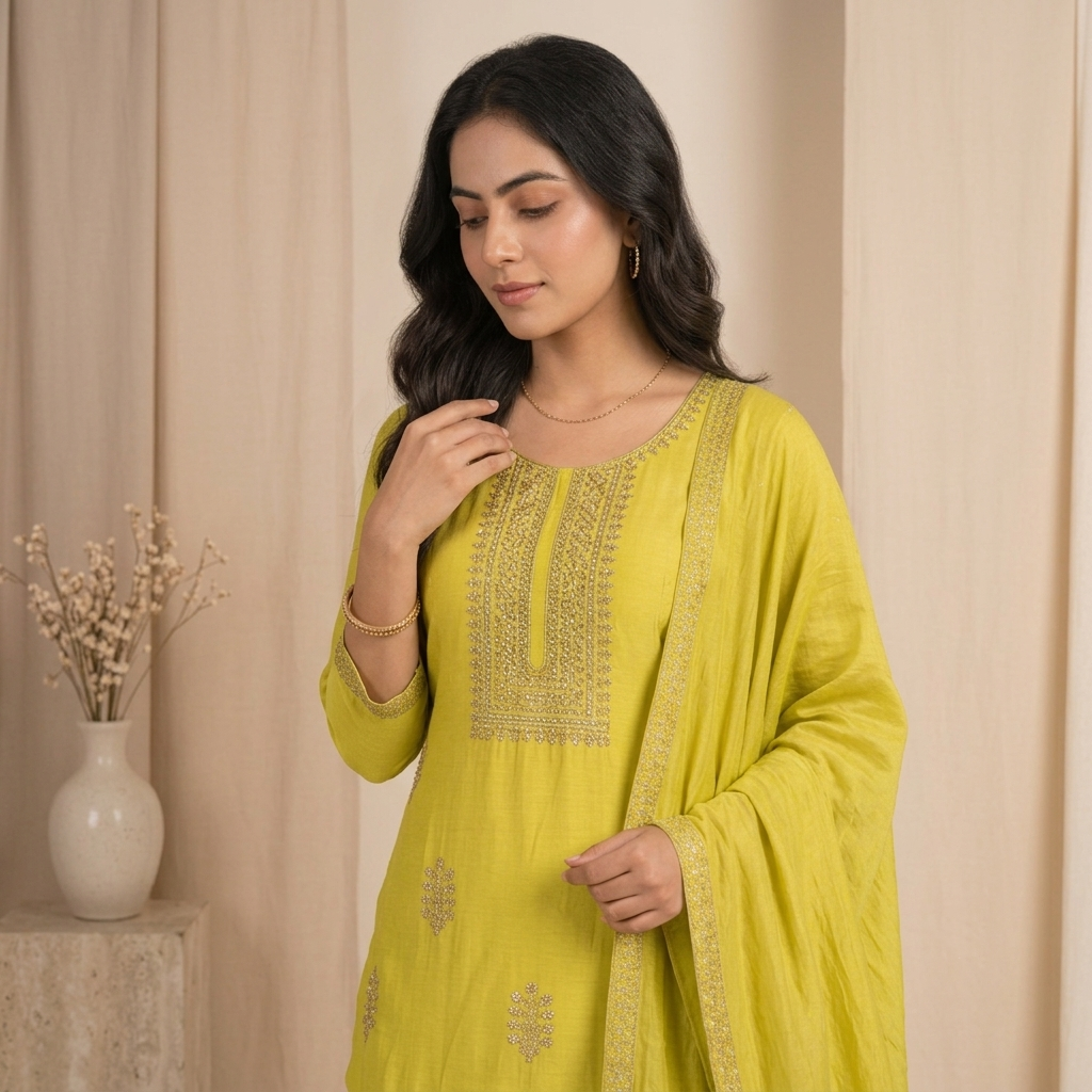Mustard Yellow 3 Pcs Sharara Set