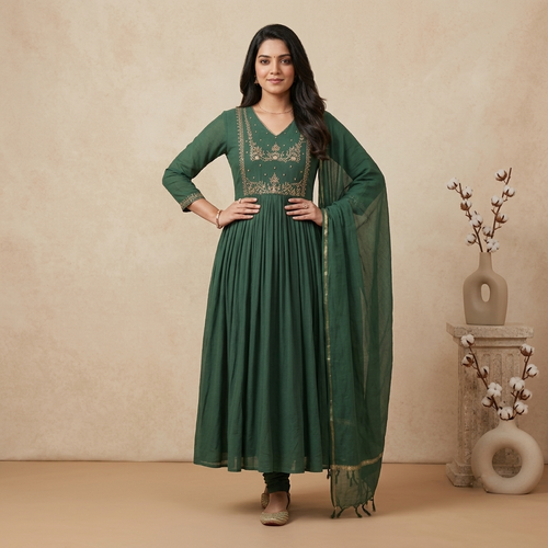 Emerald Grace Anarkali 3 Pcs Suit Set