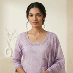 Lavender Printed 3 Pcs Suit Set