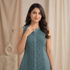 A-Line Teal Kurta Palazzo Set