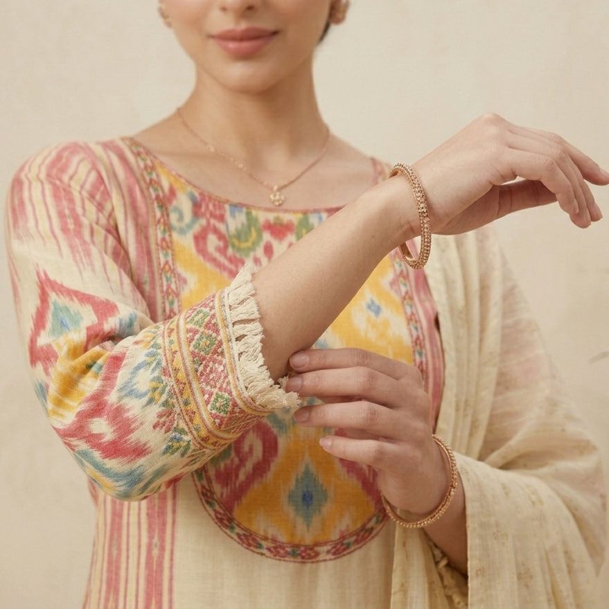 Ivory Ikat 3 Pcs Suit Set