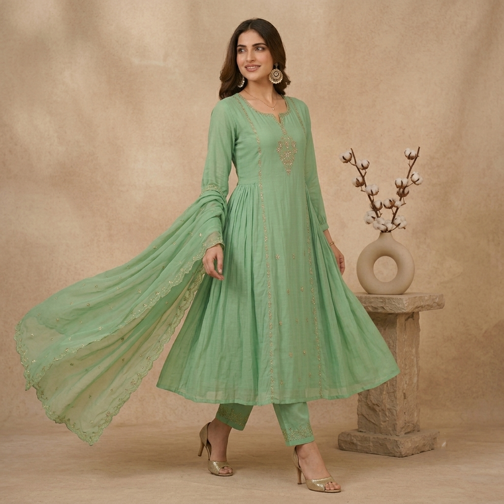 Mint Green 3 Pcs Suit Set