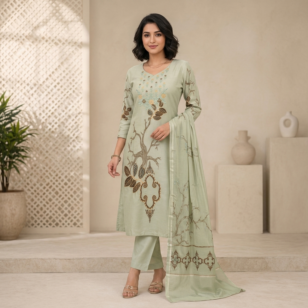 Pastel Green 3 Pcs Suit Set