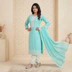 Turquoise Green 3 Pcs Suit Set