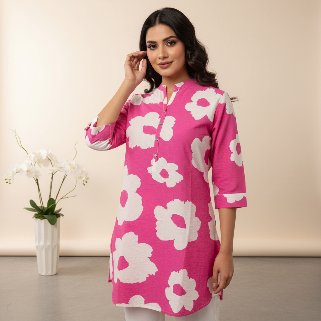 Blooming Pink Flower Tunic