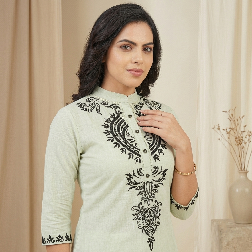 Classic Black & White Kurti Set