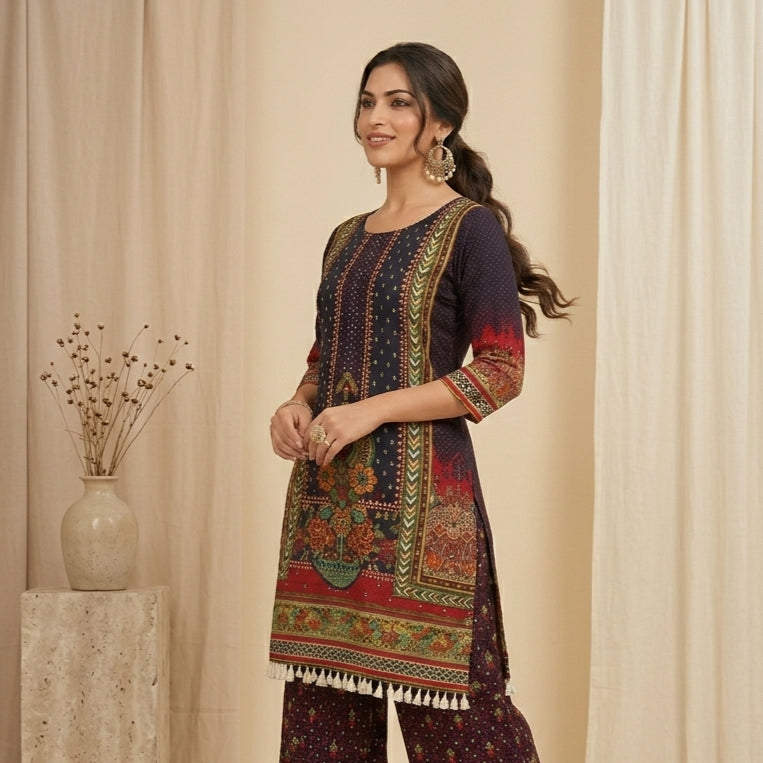 Bandhani Floral Print Kurta Set