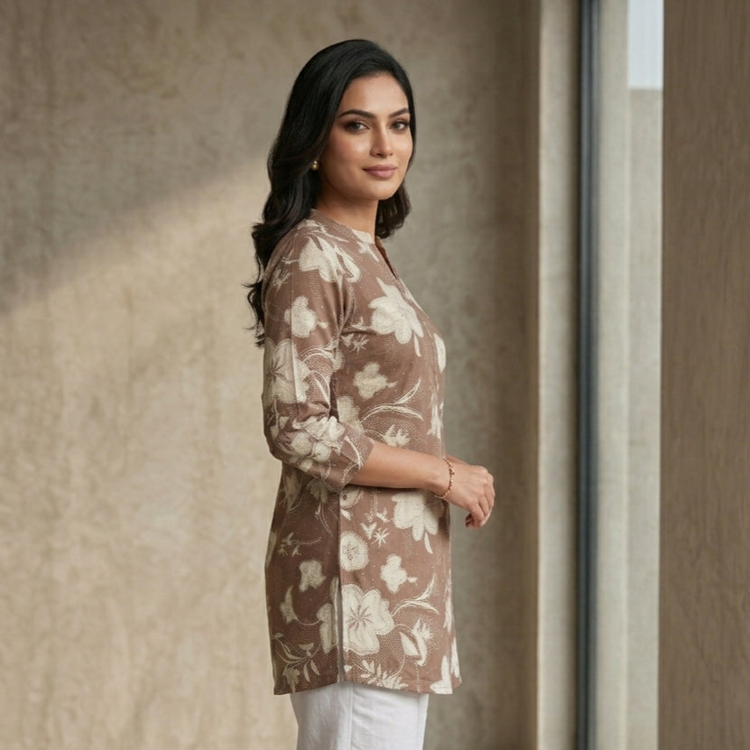 Floral Printed Brown Tunic