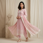 Pink Pastel Embroidered 3 Pcs Suit Set