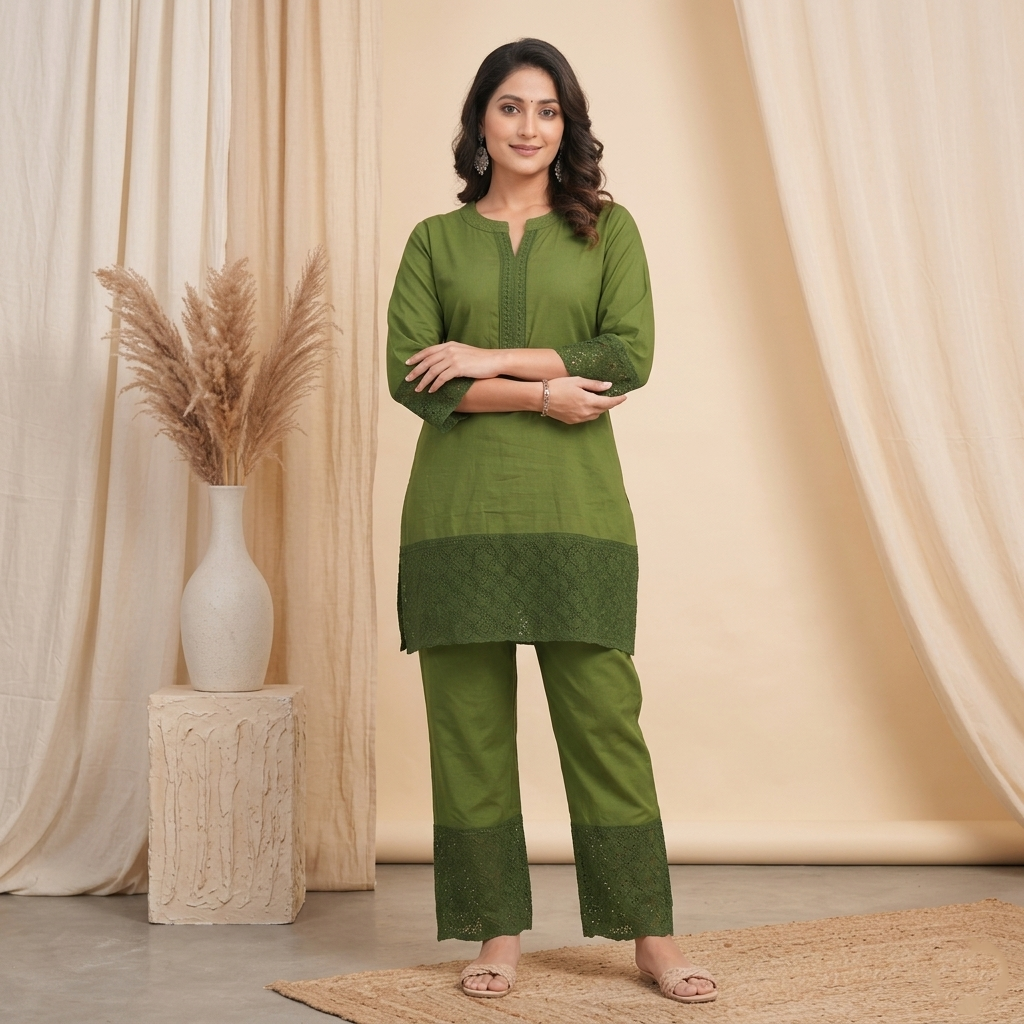 Olive Lace Co-Ord Set