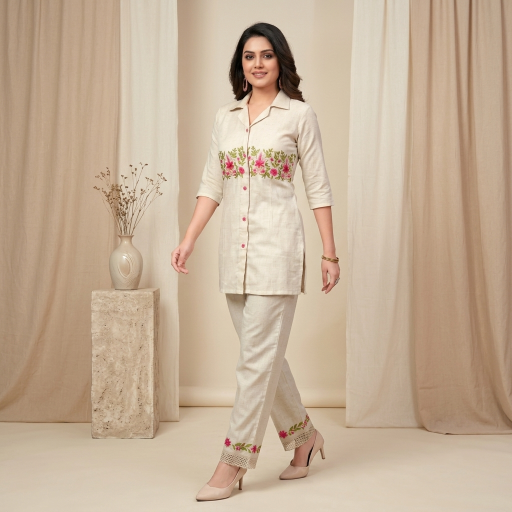Floral Vine Embroidered Co-ord Set