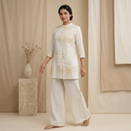 White Embroidered Kurti Palazzo Set