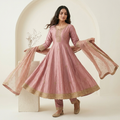 Dusty Pink Festive Anarkali 3 Pcs Suit Set